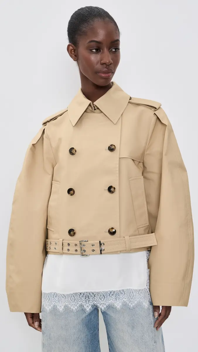 Ganni Double Cotton Belted Jacket | Thumbnail 2