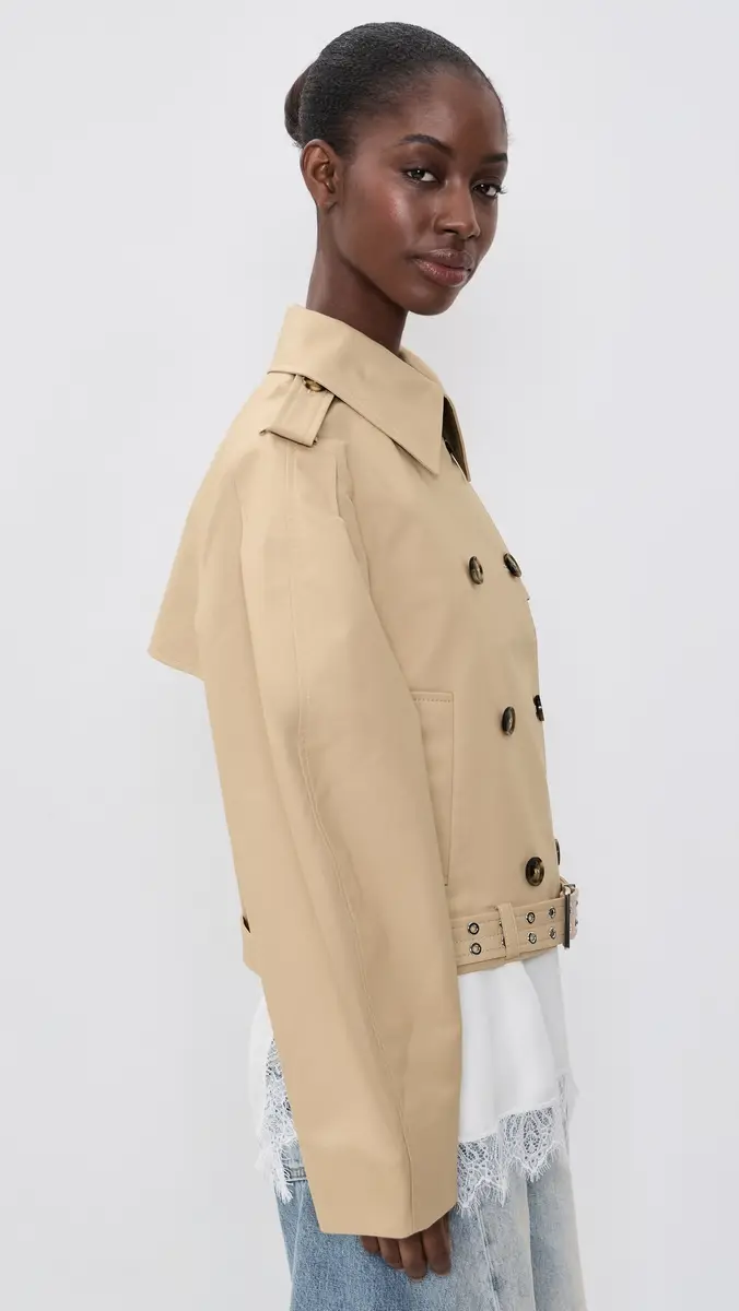 Ganni Double Cotton Belted Jacket | Thumbnail 4