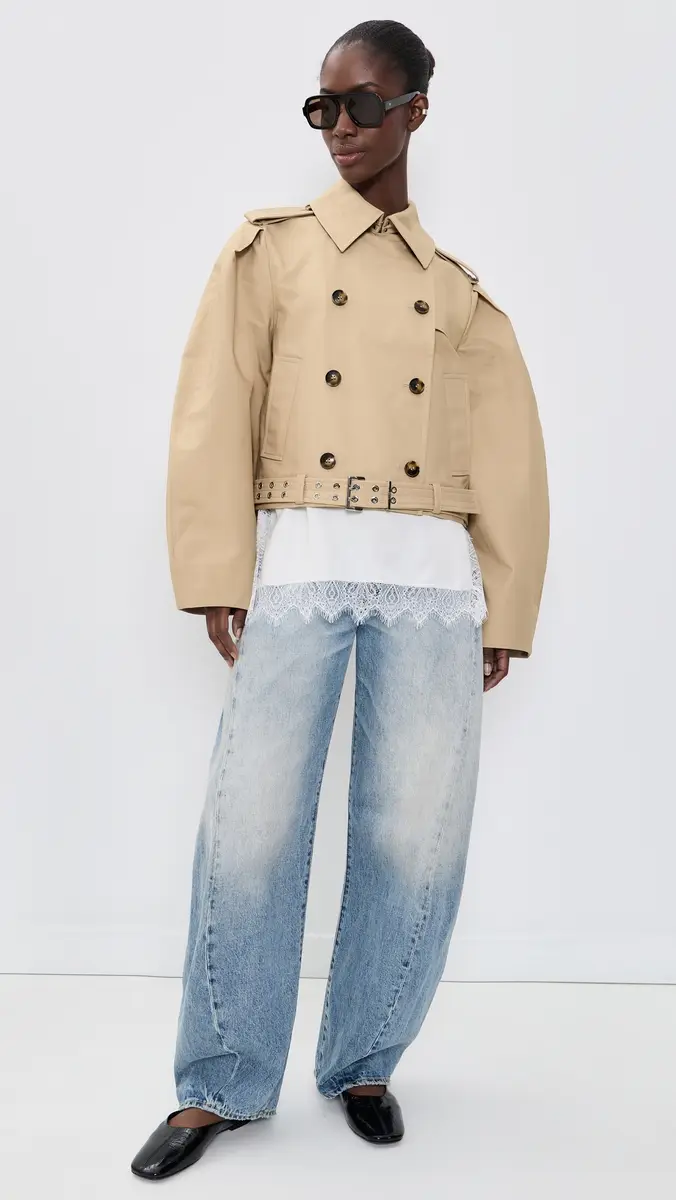 Ganni Double Cotton Belted Jacket | Thumbnail 5