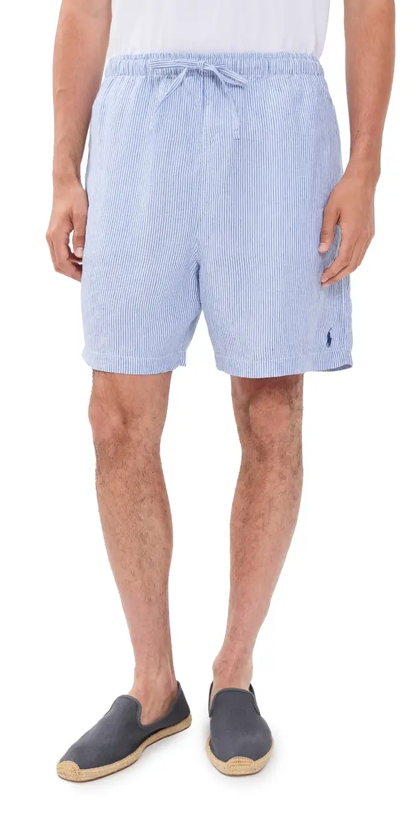 Polo Ralph Lauren Original Label Prepster Linen Shorts Cabana Blue White L | Image 1 Polo Ralph Lauren Original Label Prepster Linen Shorts Cabana Blue White L | Image 1
