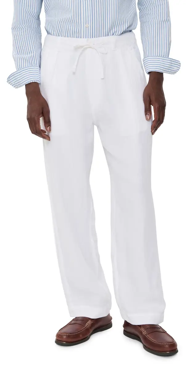 Polo Ralph Lauren Original Label Linen Pleated Relaxed Pants Ceramic White | Image 1 Polo Ralph Lauren Original Label Linen Pleated Relaxed Pants Ceramic White | Image 1