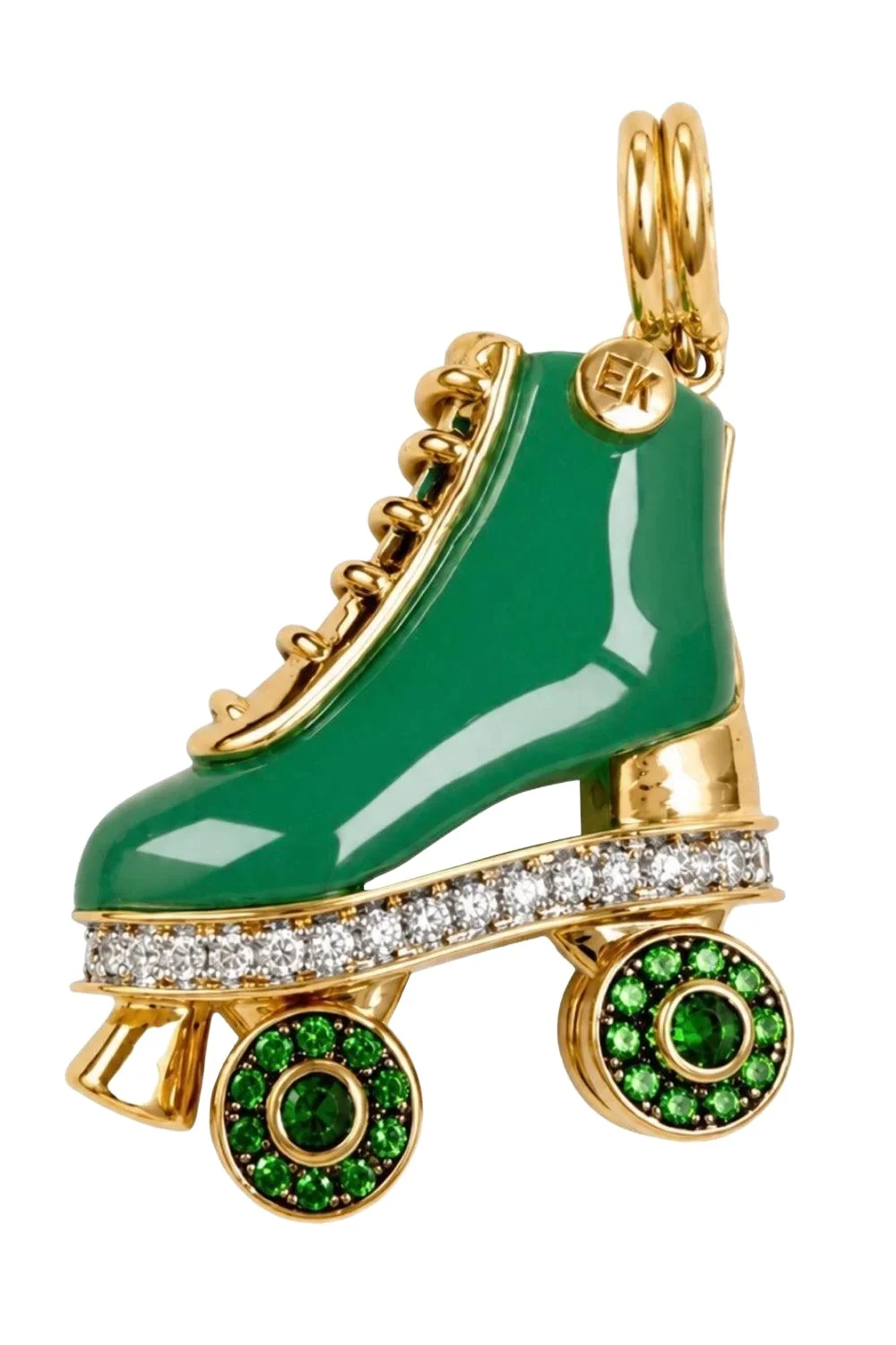 Chrysoprase Diamond Rollerskate Pendant Chrysoprase Diamond Rollerskate Pendant