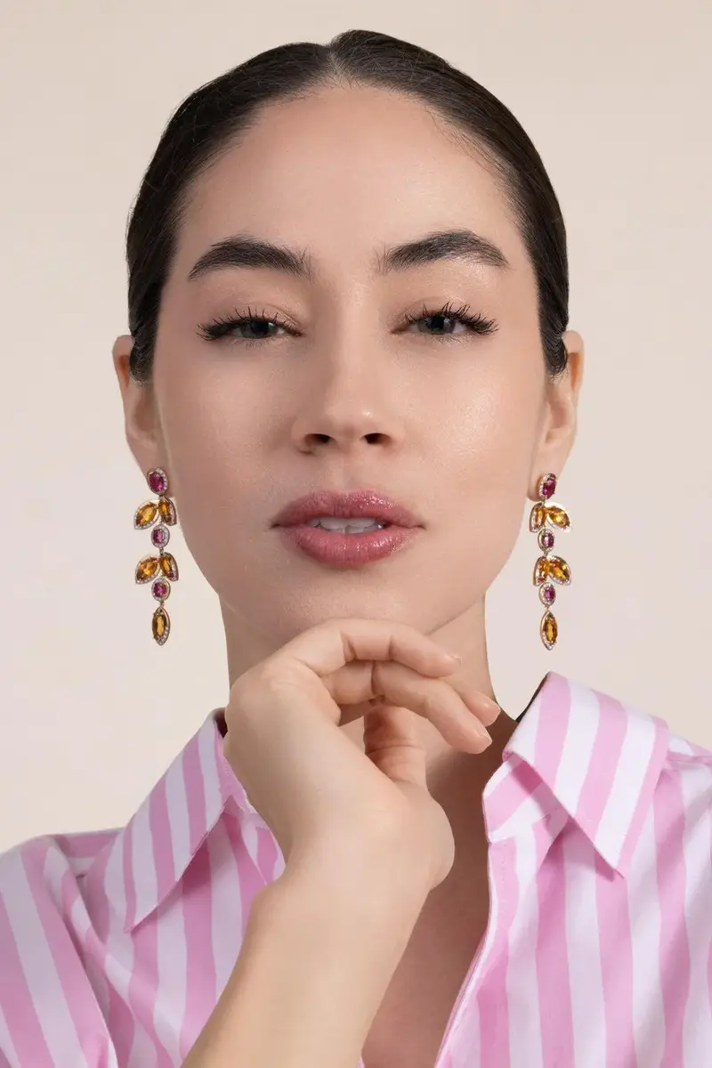 EDINA KISS Tourmaline Diamond Falling Leaves Earrings | Thumbnail 3 EDINA KISS Tourmaline Diamond Falling Leaves Earrings | Thumbnail 3