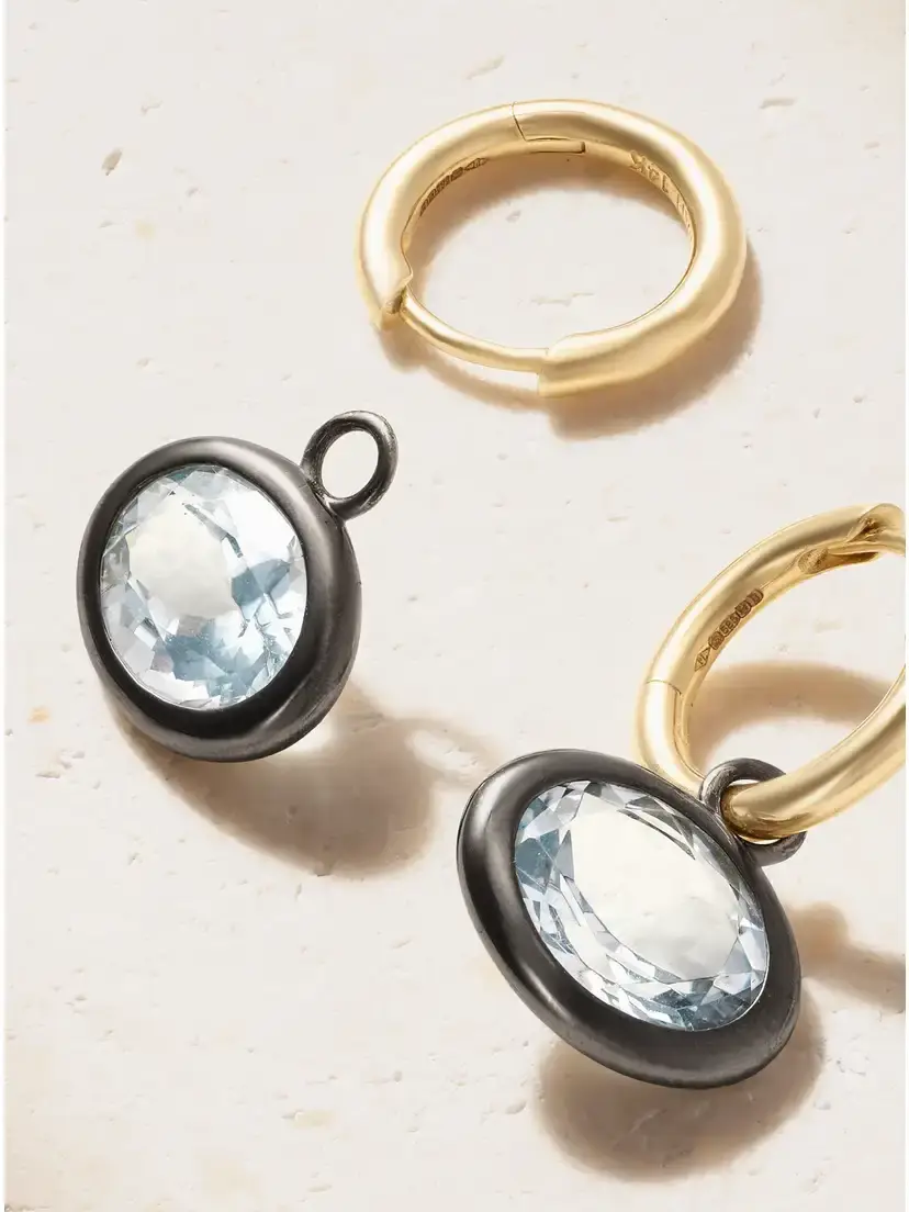 By Pariah Xl Orbit 14-karat Recycled Gold, Rhodium And Aquamarine Earrings - Blue | Thumbnail 3 By Pariah Xl Orbit 14-karat Recycled Gold, Rhodium And Aquamarine Earrings - Blue | Thumbnail 3
