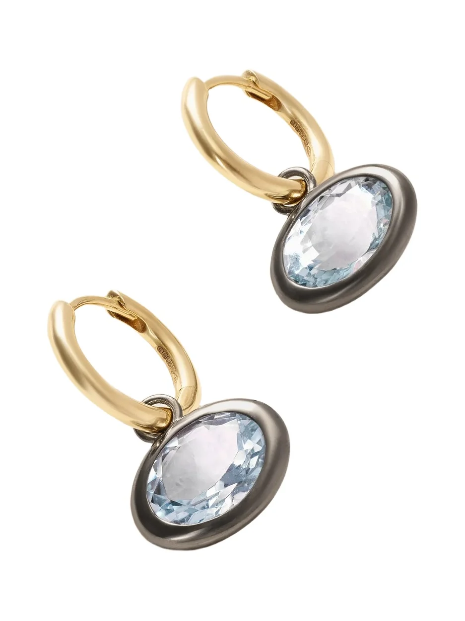 Xl Orbit 14-karat Recycled Gold, Rhodium And Aquamarine Earrings - Blue Xl Orbit 14-karat Recycled Gold, Rhodium And Aquamarine Earrings - Blue