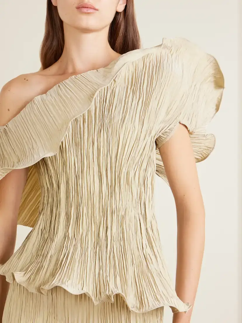 Marmar Halim Pleated Off-the-shoulder Taffeta Gown | Thumbnail 4 Marmar Halim Pleated Off-the-shoulder Taffeta Gown | Thumbnail 4