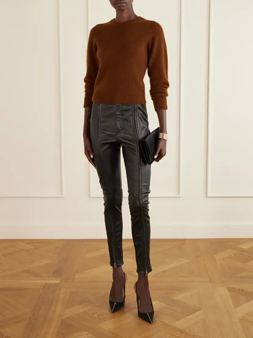 Tom Ford Cropped Cashmere And Silk-blend Sweater - Brown | Thumbnail 2 Tom Ford Cropped Cashmere And Silk-blend Sweater - Brown | Thumbnail 2