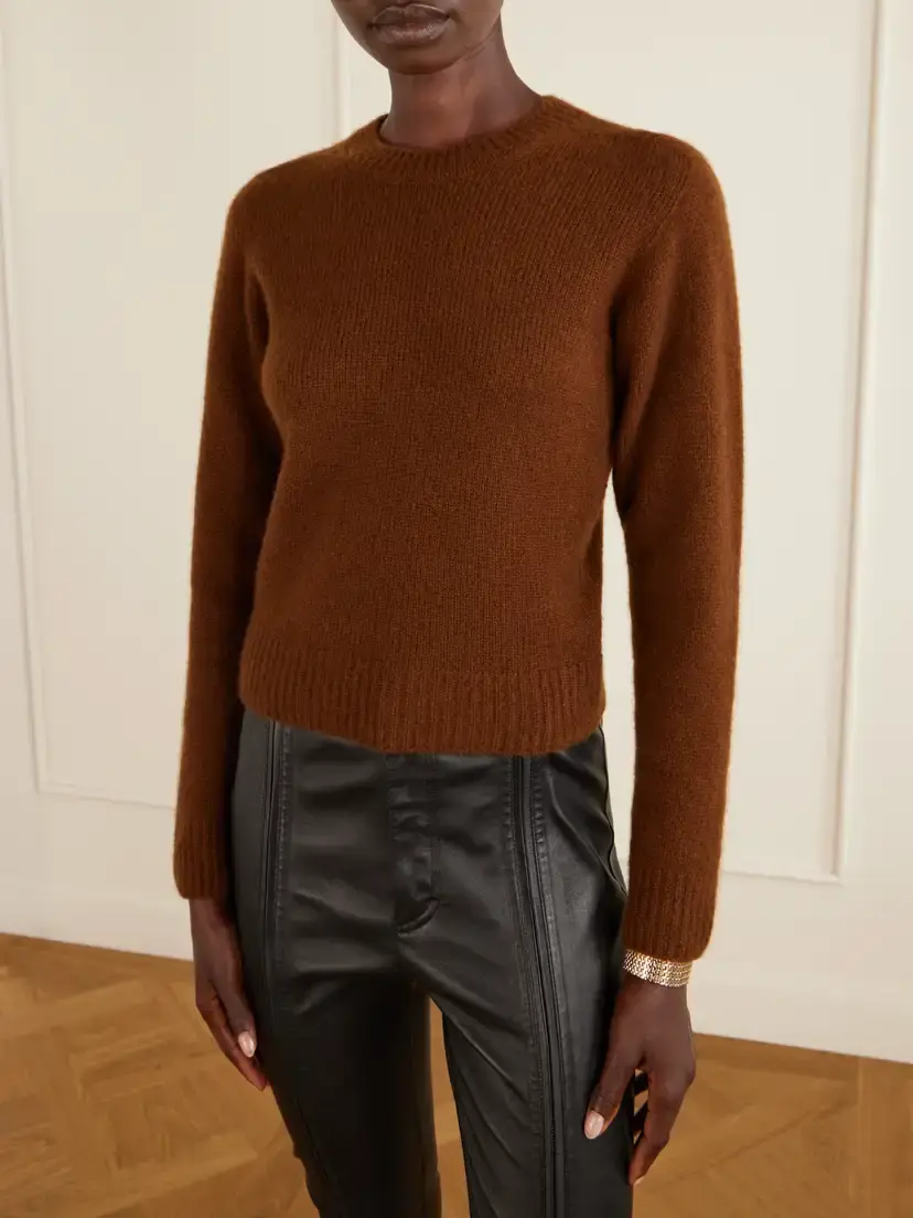 Tom Ford Cropped Cashmere And Silk-blend Sweater - Brown | Thumbnail 3 Tom Ford Cropped Cashmere And Silk-blend Sweater - Brown | Thumbnail 3