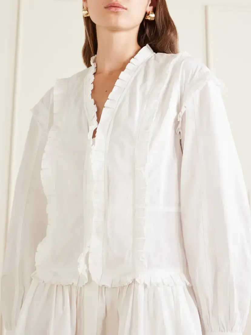 Ulla Johnson Beatrix Ruffled Cotton Mini Dress | Thumbnail 4 Ulla Johnson Beatrix Ruffled Cotton Mini Dress | Thumbnail 4