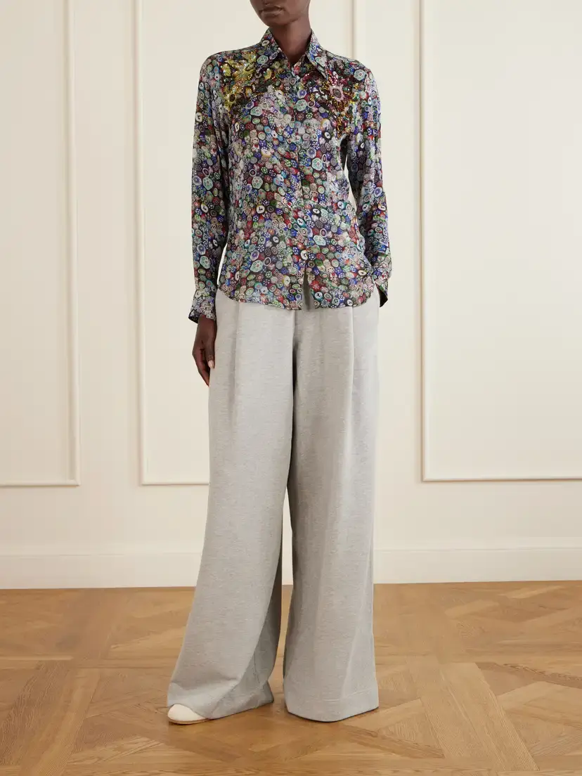 Dries Van Noten Sequin-embellished Printed Georgette Blouse | Thumbnail 2