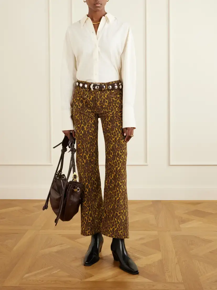 R13 Joan Cropped Flare Animal-print High-rise Slim-fit Jeans | Thumbnail 2 R13 Joan Cropped Flare Animal-print High-rise Slim-fit Jeans | Thumbnail 2