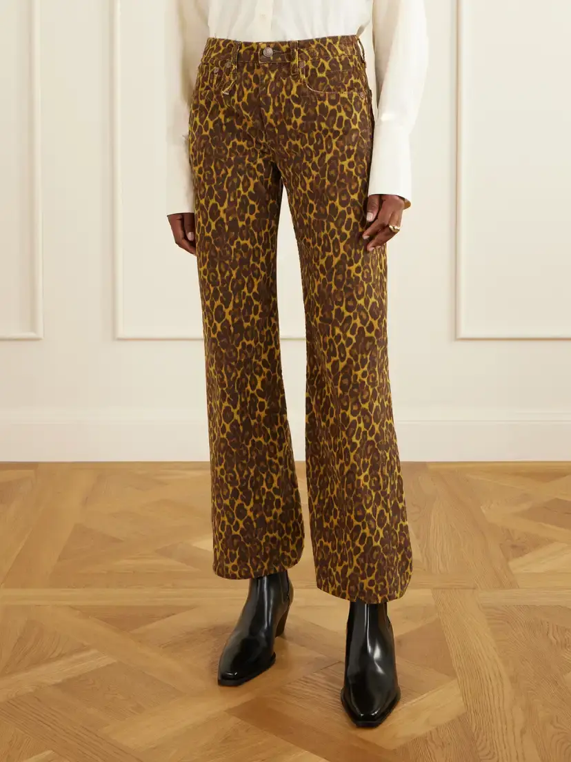 R13 Joan Cropped Flare Animal-print High-rise Slim-fit Jeans | Thumbnail 3 R13 Joan Cropped Flare Animal-print High-rise Slim-fit Jeans | Thumbnail 3