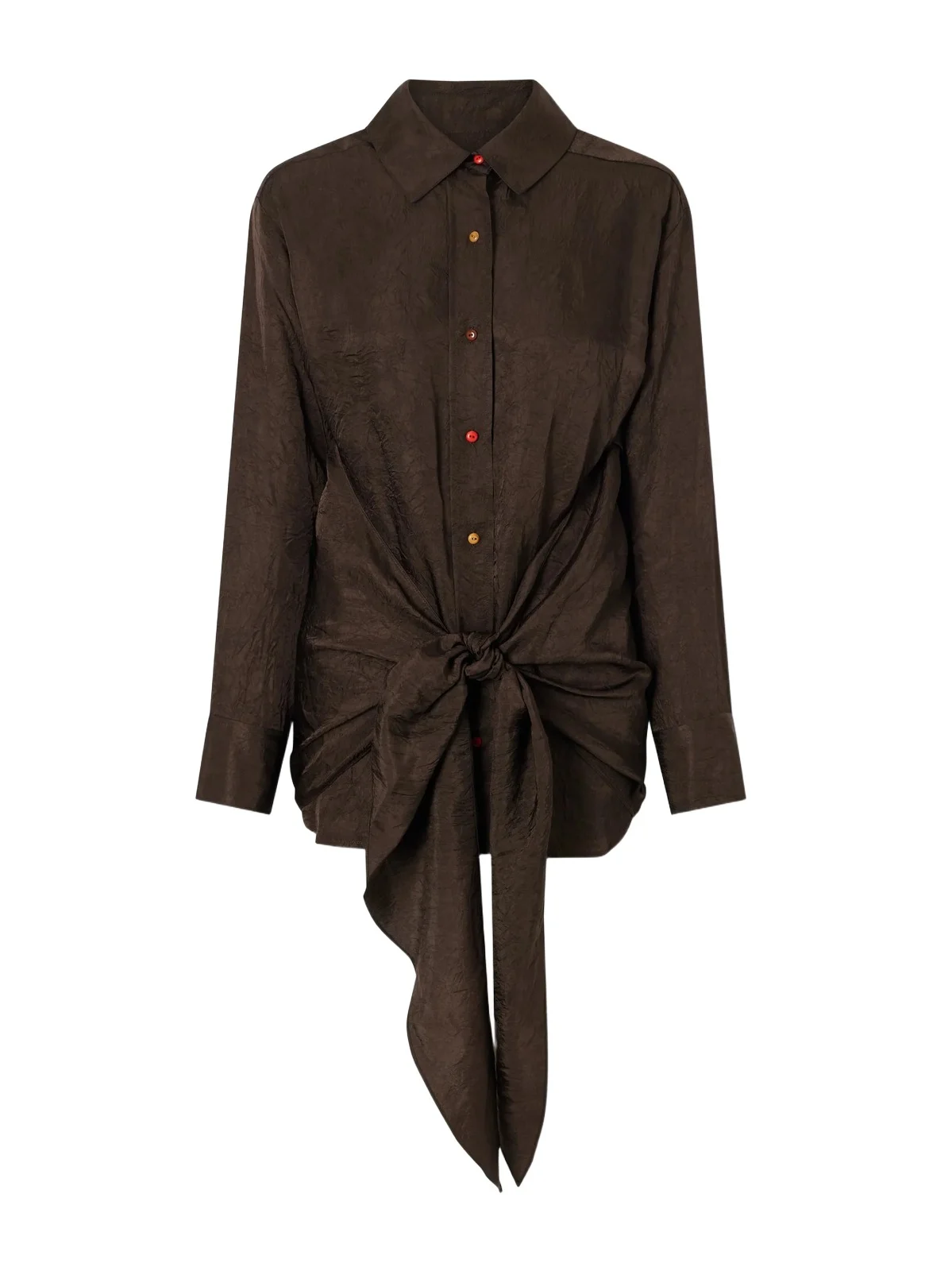 Arroyo Knotted Crinkled-satin Shirt