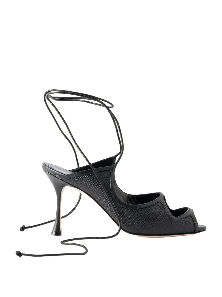 Manolo Blahnik Prosta 90 Cut-out Snake-effect Leather Sandals