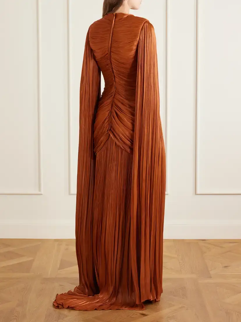 Marmar Halim Pleated Ruched Satin Gown | Thumbnail 3