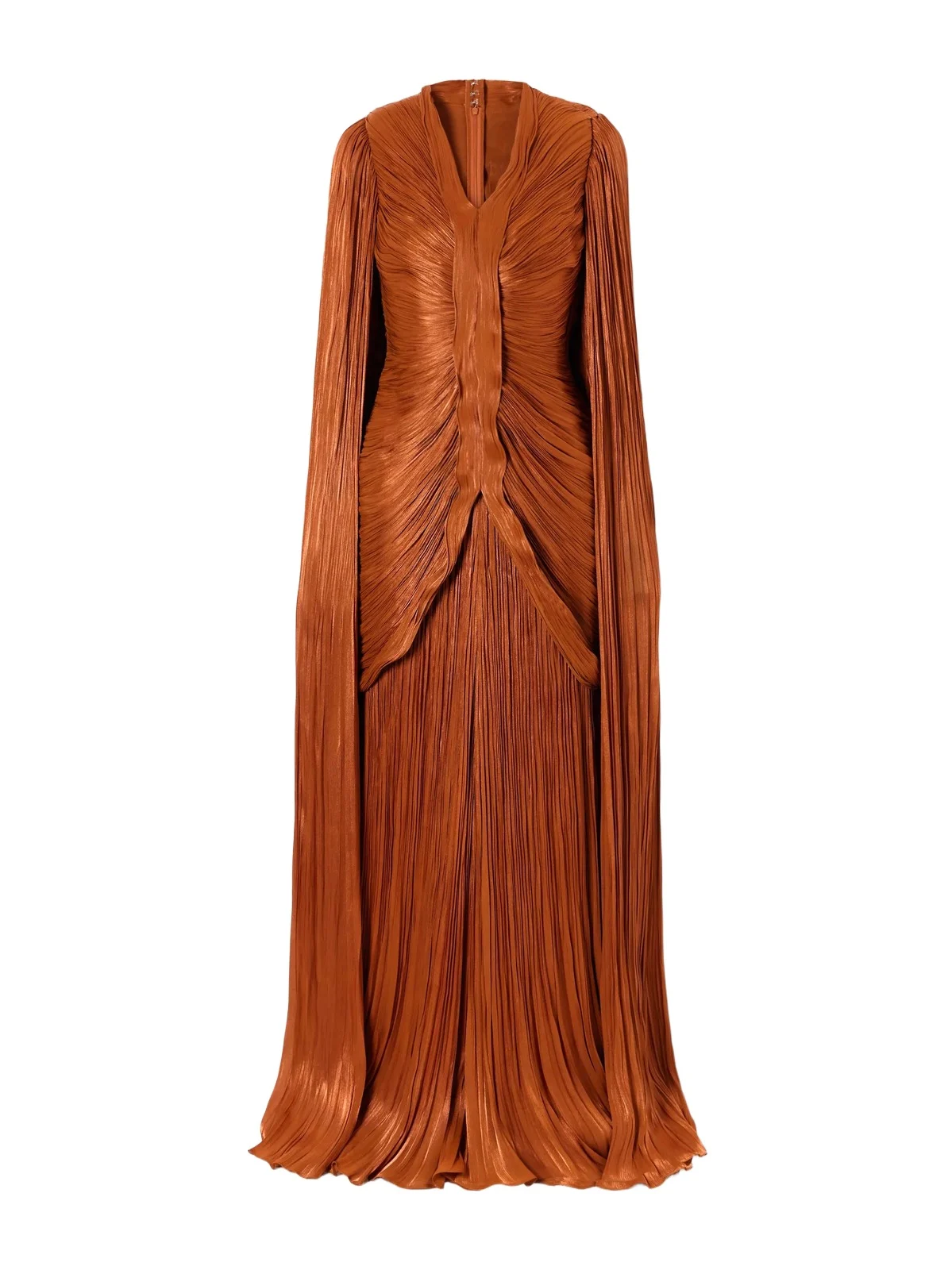 Pleated Ruched Satin Gown Pleated Ruched Satin Gown