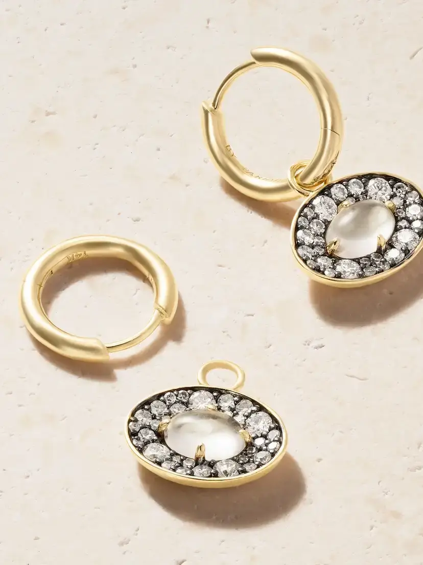 By Pariah 14-karat Recycled Gold, Rhodium, Diamond And Topaz Hoop Earrings | Thumbnail 3 By Pariah 14-karat Recycled Gold, Rhodium, Diamond And Topaz Hoop Earrings | Thumbnail 3