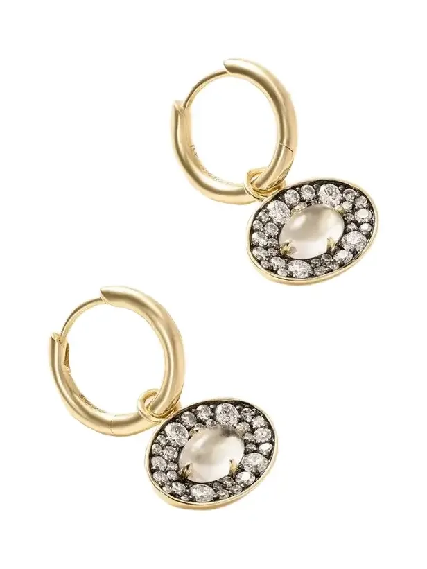 14-karat Recycled Gold, Rhodium, Diamond And Topaz Hoop Earrings 14-karat Recycled Gold, Rhodium, Diamond And Topaz Hoop Earrings