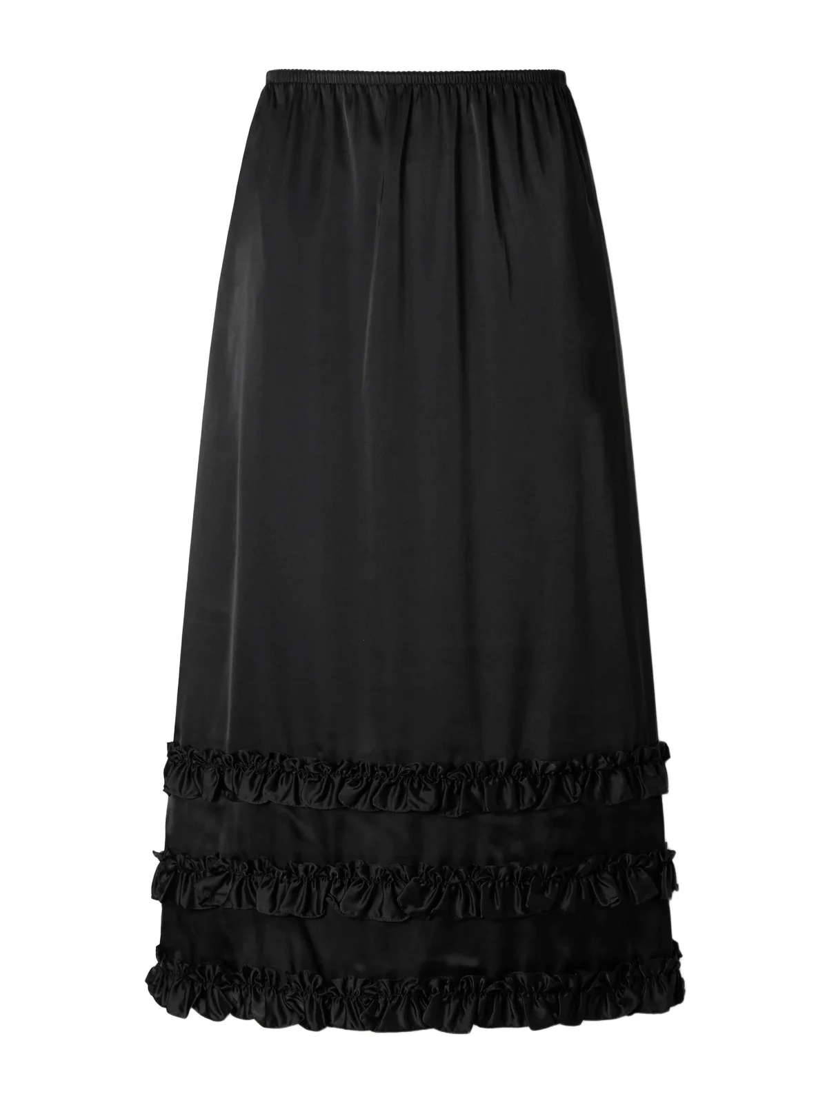 Ruffled Satin Midi Skirt