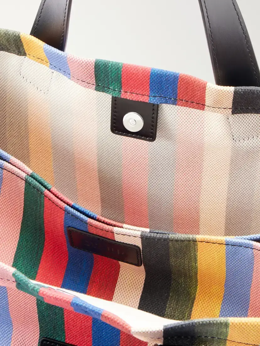 Staud Port Logo-embossed Leather-trimmed Striped Canvas Tote | Thumbnail 6 Staud Port Logo-embossed Leather-trimmed Striped Canvas Tote | Thumbnail 6