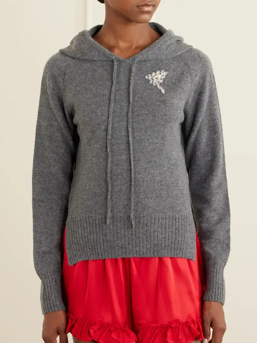 Simone Rocha Embellished Knitted Cashmere Hoodie | Thumbnail 3 Simone Rocha Embellished Knitted Cashmere Hoodie | Thumbnail 3