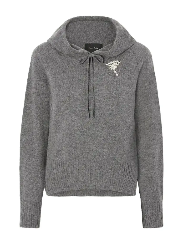 Simone Rocha Embellished Knitted Cashmere Hoodie | Image 1 Simone Rocha Embellished Knitted Cashmere Hoodie | Image 1