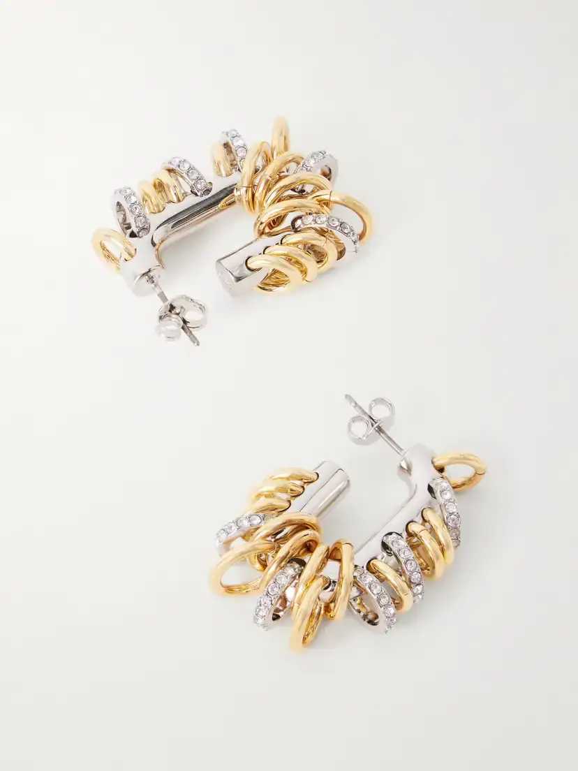 Rabanne Punk Xl Two-tone Silver And Gold Earrings | Thumbnail 3