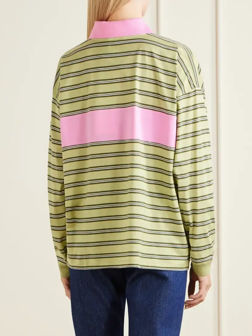 Versace Logo-embroidered Striped Cotton-jersey Polo Shirt | Thumbnail 4 Versace Logo-embroidered Striped Cotton-jersey Polo Shirt | Thumbnail 4
