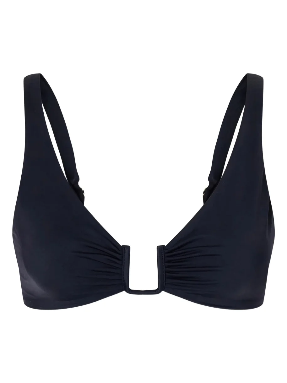 Away That Day Palma Embellished Gathered Bikini Top