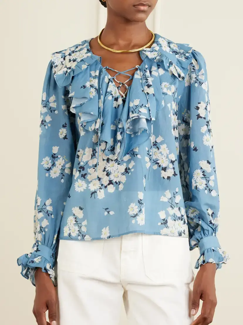 Rixo Milia Ruffled Floral-print Cotton-blend Voile Blouse | Thumbnail 3