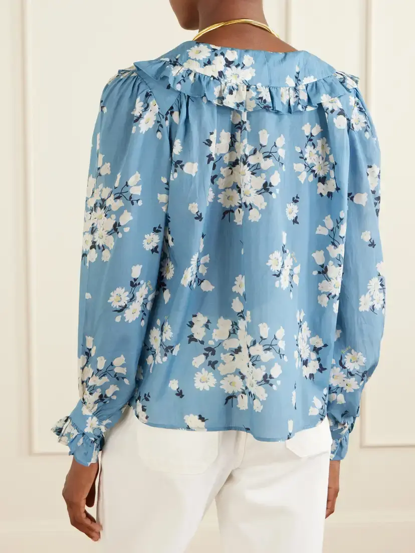 Rixo Milia Ruffled Floral-print Cotton-blend Voile Blouse | Thumbnail 4