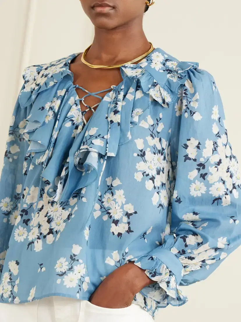 Rixo Milia Ruffled Floral-print Cotton-blend Voile Blouse | Thumbnail 5