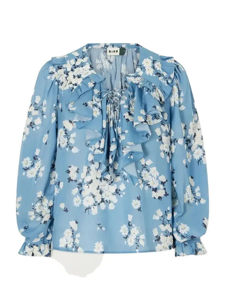 Rixo Milia Ruffled Floral-print Cotton-blend Voile Blouse | Image 1 Rixo Milia Ruffled Floral-print Cotton-blend Voile Blouse | Image 1
