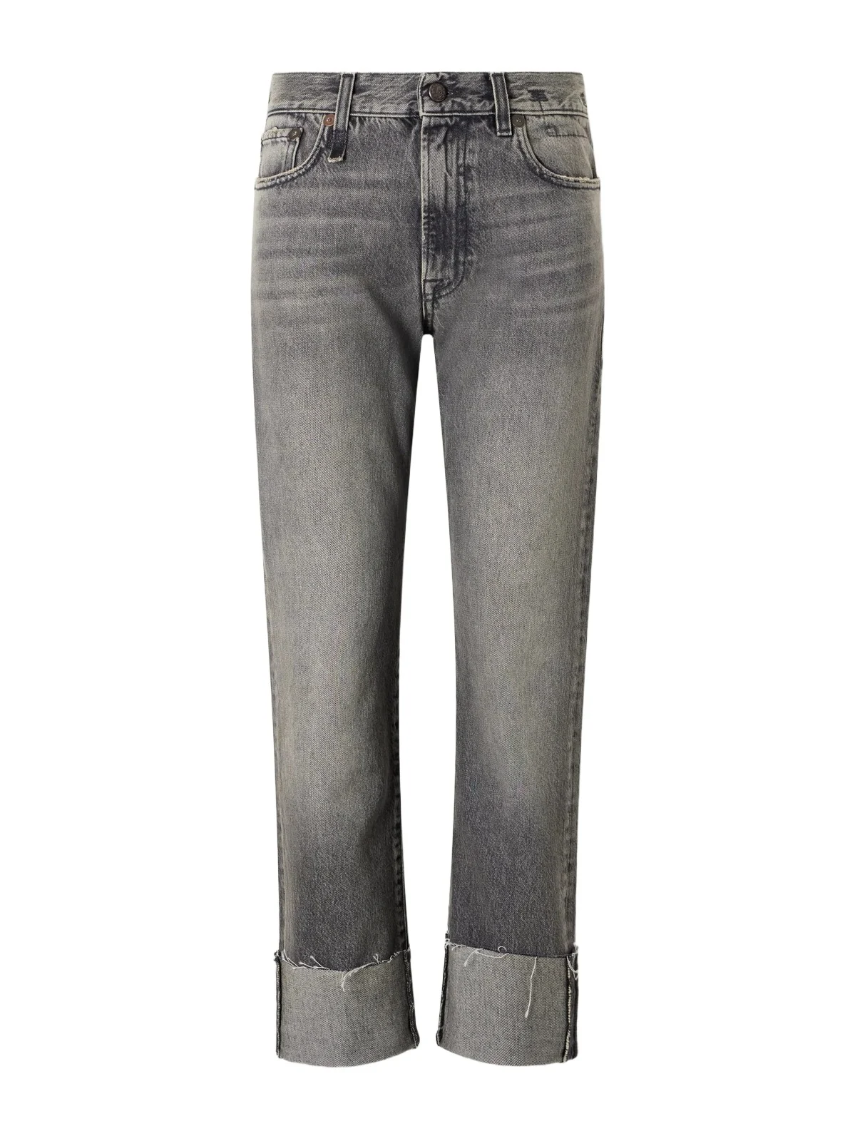 R13 Cuffed Romeo Cropped Frayed Mid-rise Straight-leg Jeans