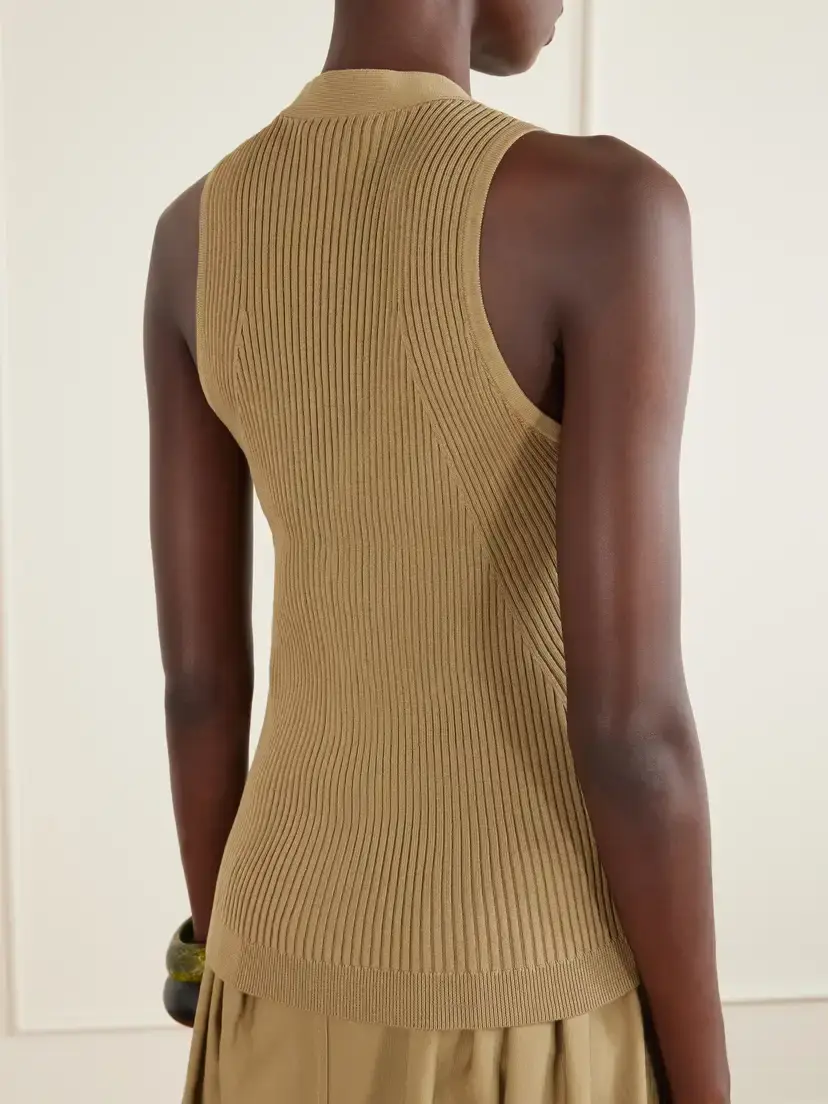 Max Mara Fiorire Lace-detailed Ribbed Cotton-blend Vest | Thumbnail 4 Max Mara Fiorire Lace-detailed Ribbed Cotton-blend Vest | Thumbnail 4