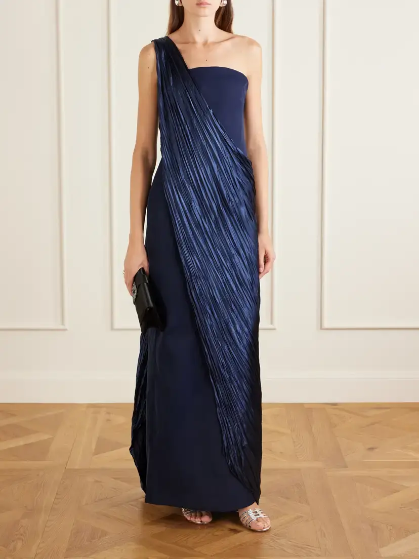 Marmar Halim Strapless Pleated Satin-trimmed Crepe Gown | Thumbnail 2 Marmar Halim Strapless Pleated Satin-trimmed Crepe Gown | Thumbnail 2