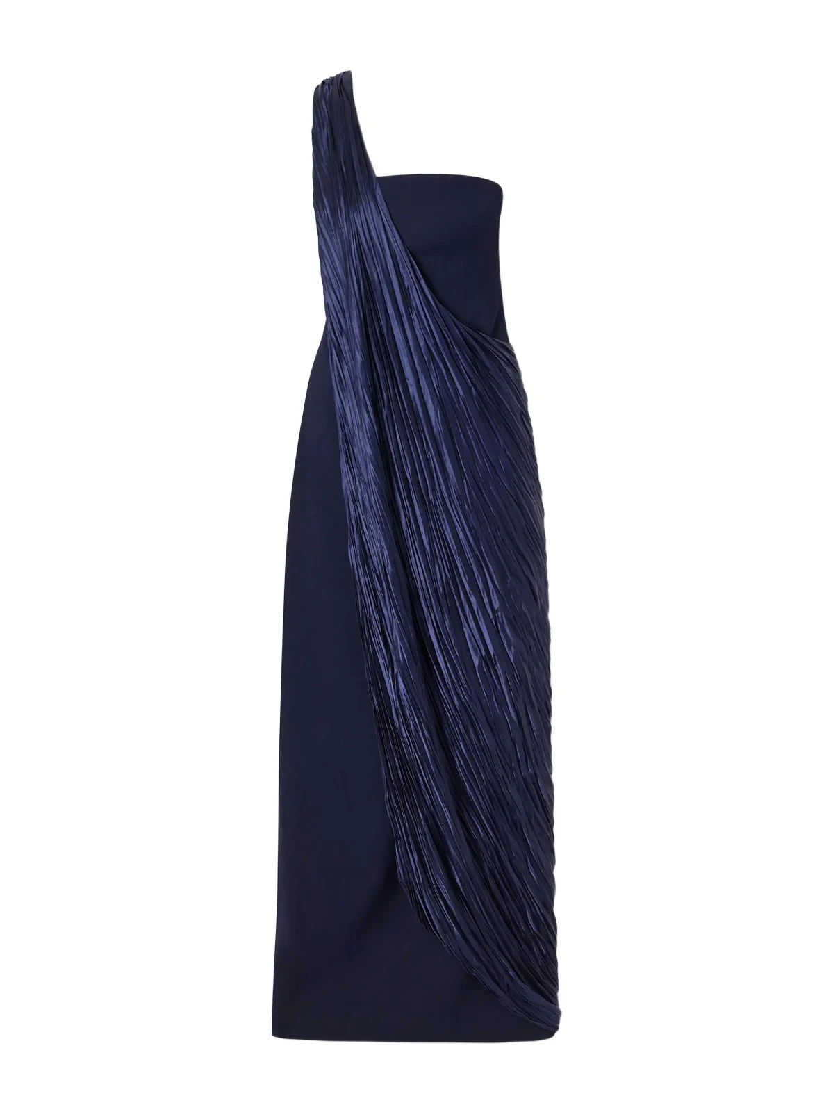Strapless Pleated Satin-trimmed Crepe Gown Strapless Pleated Satin-trimmed Crepe Gown