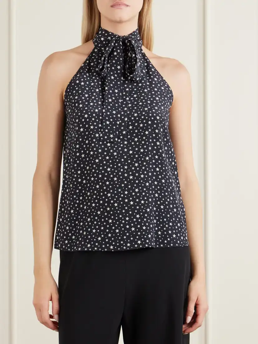 Nili Lotan Alla Polka-star Silk Halterneck Blouse | Thumbnail 3 Nili Lotan Alla Polka-star Silk Halterneck Blouse | Thumbnail 3