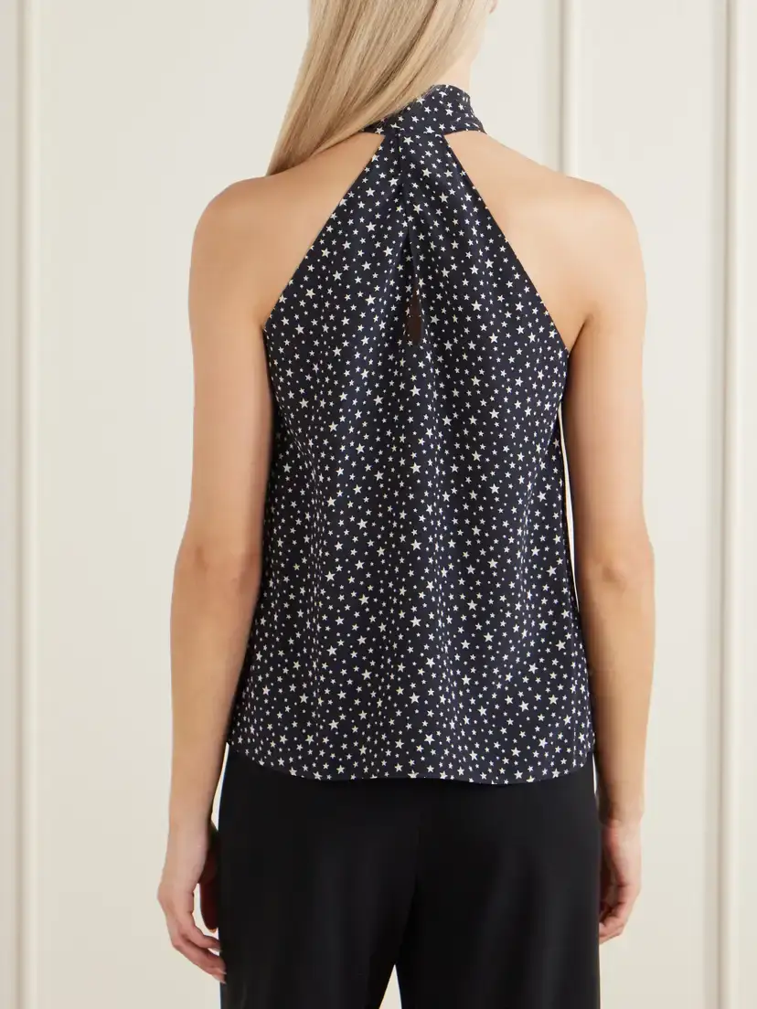 Nili Lotan Alla Polka-star Silk Halterneck Blouse | Thumbnail 4 Nili Lotan Alla Polka-star Silk Halterneck Blouse | Thumbnail 4