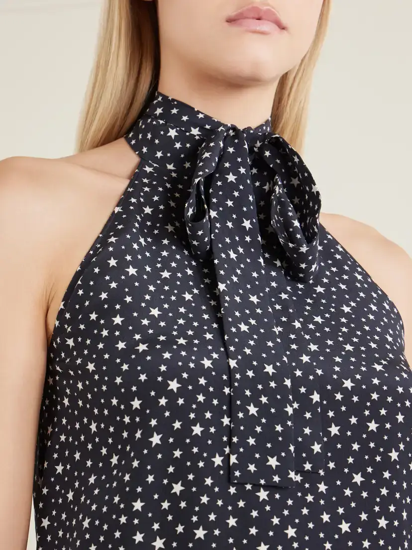 Nili Lotan Alla Polka-star Silk Halterneck Blouse | Thumbnail 5 Nili Lotan Alla Polka-star Silk Halterneck Blouse | Thumbnail 5