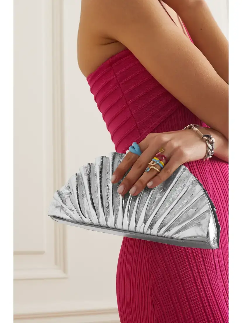 Cult Gaia Nala Ruched Metallic Leather Clutch | Thumbnail 2 Cult Gaia Nala Ruched Metallic Leather Clutch | Thumbnail 2
