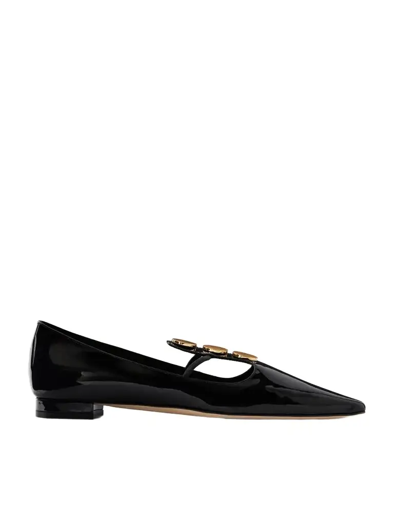 Manolo Blahnik Khafre Embellished Patent-leather Flats