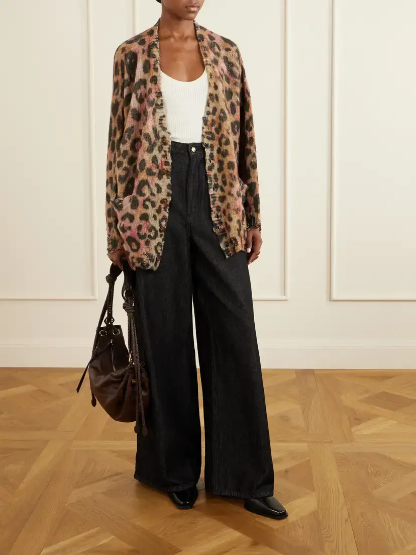 R13 Distressed Animal-print Cashmere Cardigan | Thumbnail 2