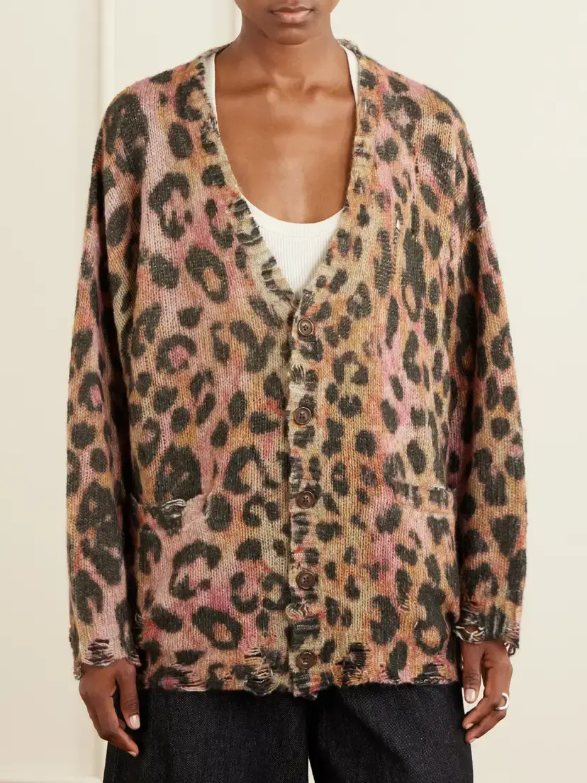 R13 Distressed Animal-print Cashmere Cardigan | Thumbnail 3
