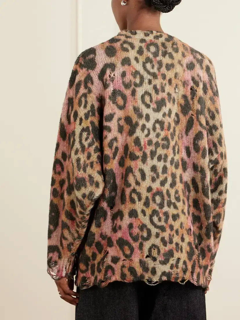 R13 Distressed Animal-print Cashmere Cardigan | Thumbnail 4