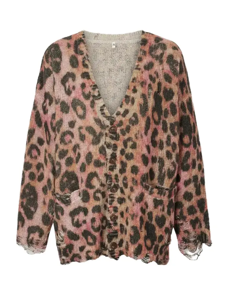 R13 Distressed Animal-print Cashmere Cardigan | Image 1 R13 Distressed Animal-print Cashmere Cardigan | Image 1