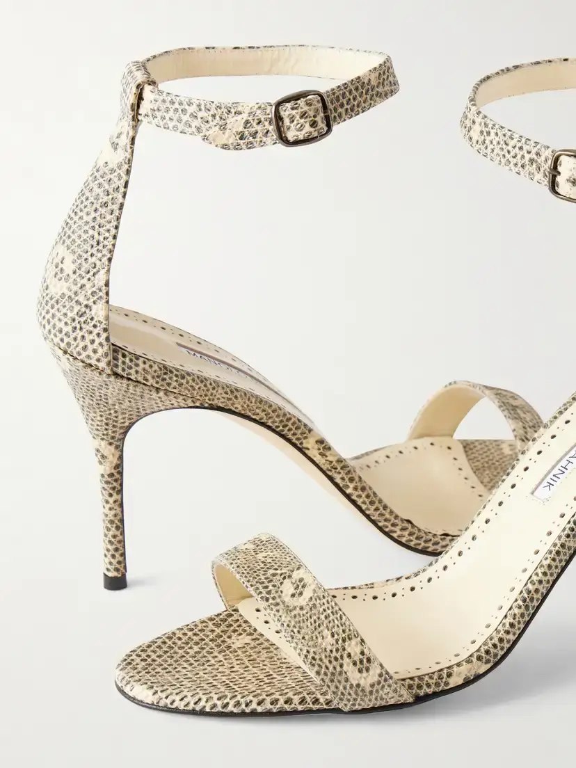 Manolo Blahnik Chaos 90 Snake-effect Leather Sandals | Thumbnail 5