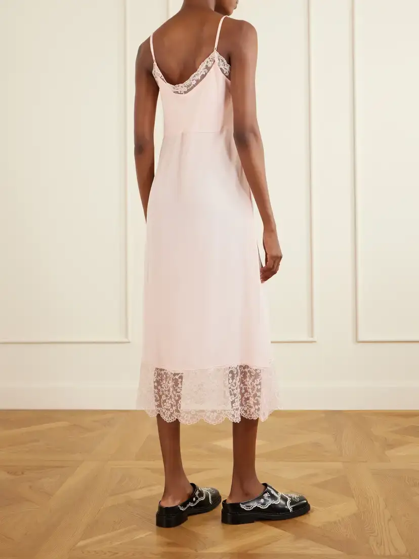 Simone Rocha Lace-trimmed Crepe De Chine Midi Dress | Thumbnail 3 Simone Rocha Lace-trimmed Crepe De Chine Midi Dress | Thumbnail 3