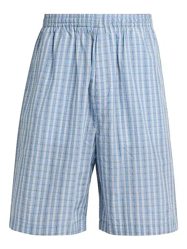 Men's Check Cotton-Silk Shorts Men's Check Cotton-Silk Shorts