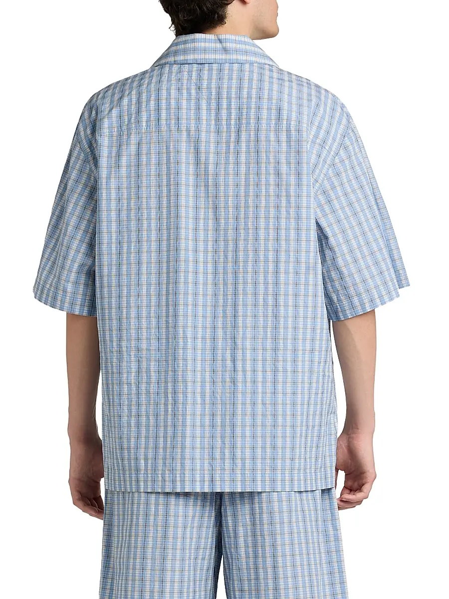 Bottega Veneta Men's Check Cotton-Silk Camp Shirt | Thumbnail 5 Bottega Veneta Men's Check Cotton-Silk Camp Shirt | Thumbnail 5